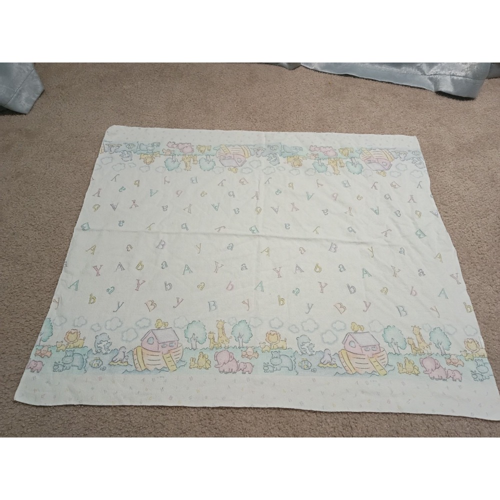 Vintage Noah's Ark ABCs Baby Blanket 28x33